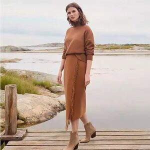 NWT LOFT Midi Fringe Wrap Skirt